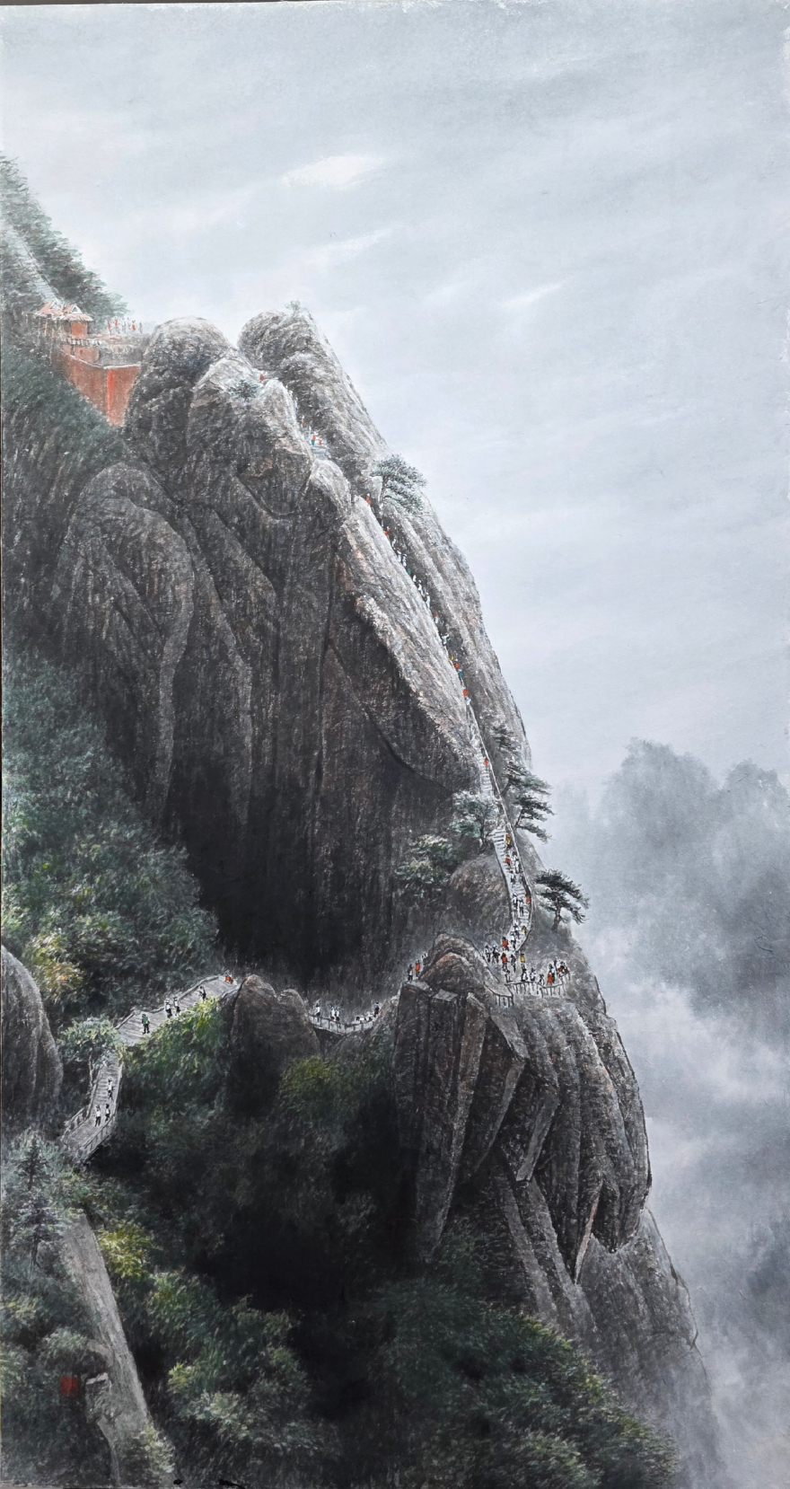 황산의 비경, 63x118cm. 수묵담채.jpg